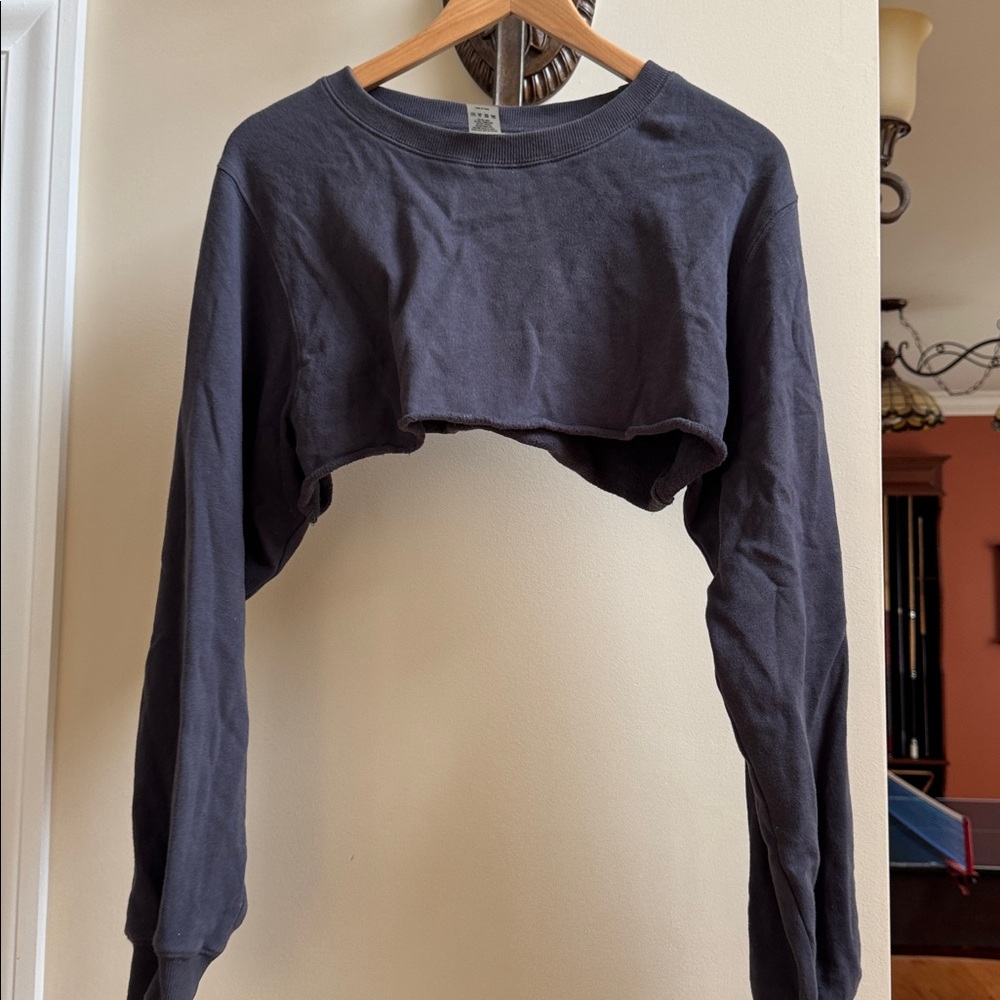 Young LA Dark Gray Cropped Long Sleeve Top